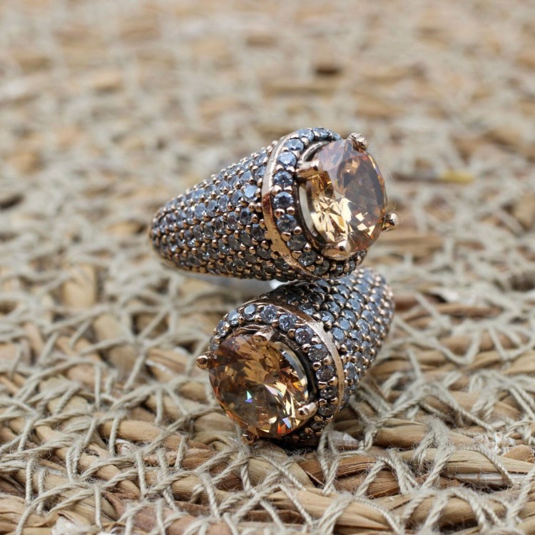 Topaz Ring, Handmade Women's Ring, Turkish Handmade Ring, Adjustable Ring, Ottoman Ring, Ladies Ring, 925k Sterling Silver, Gift For Her,