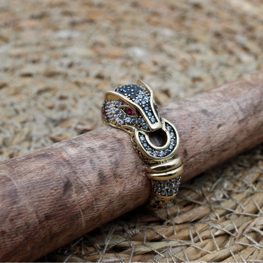 Leopard Tiger Ring, Handmade Women's Ring, Tiger Ring, Turkish Handmade Ring, Ottoman Women Ring, Ladies Ring, 925k Sterling Silver, Tiger,