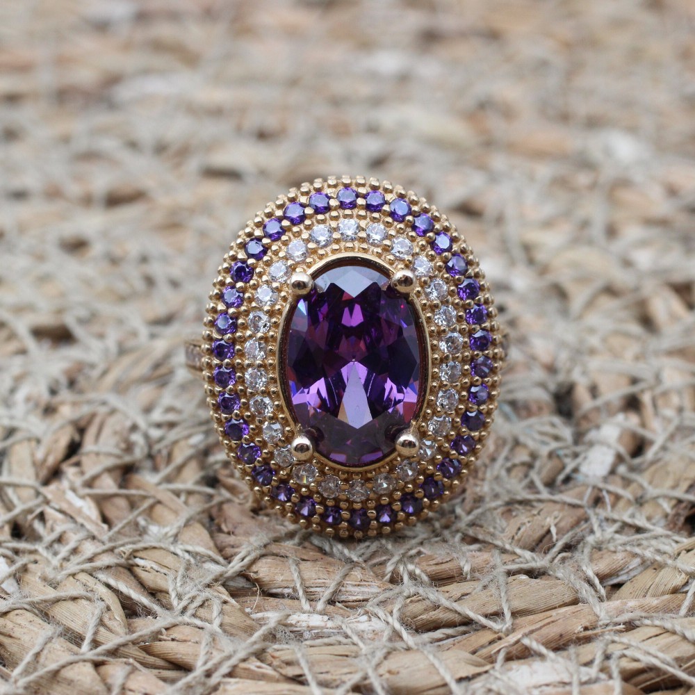 Amethyst Ring, Handmade Women's Ring, Turkish Handmade, Silver Ladies Ring, Ottoman Ring, Authentic, Ladies Ring, 925k Sterling Silver Ring,