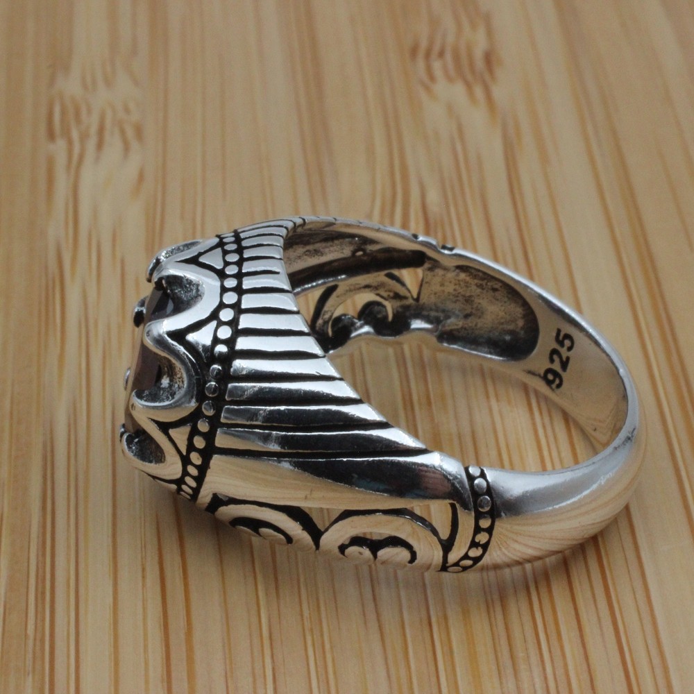 Men's Handmade Ring, Turkish Handmade Ring, Cubic Zircon, Ottoman Men Ring, Amethyst Ring, Men's Jewelry, Gift for Him, 925k Sterling Silver