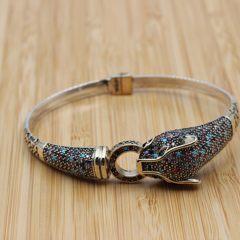 Mixed Color Bracelet, Tiger Bracelet, Handmade Bracelet, Bangle Cuff, Turkish Handmade, Ottoman Bracelet, Gift For Her, 925k Sterling Silver