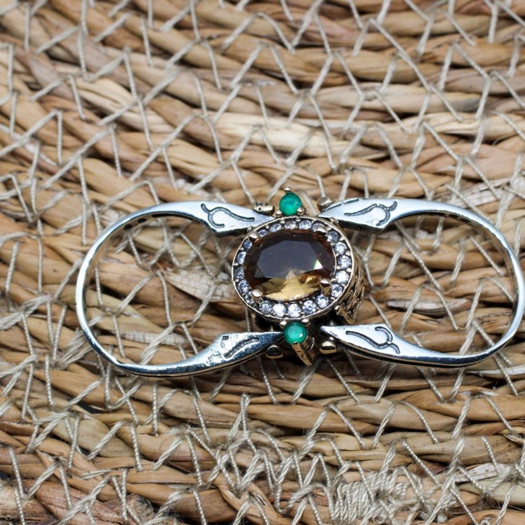 Alexandrite Ladies Ring, Two Stone Ladies Ring, Emerald Women Ring, Handmade Women Ring, Reversible Ring, Women's Ring, 925 Sterling Silver,