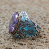 Amethyst Men's Ring, Handmade Men Ring, Turkish Handmade Silver Men Ring, Ottoman Men Ring, Men Jewelry, Gift for Him, 925k Sterling Silver,