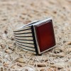 Agate Men's Ring, Ottoman Men's Ring, Handmade Men's Ring, Turkish Handmade Men's Ring, Men's Jewelry, Gift for Him, 925 Sterling Silver