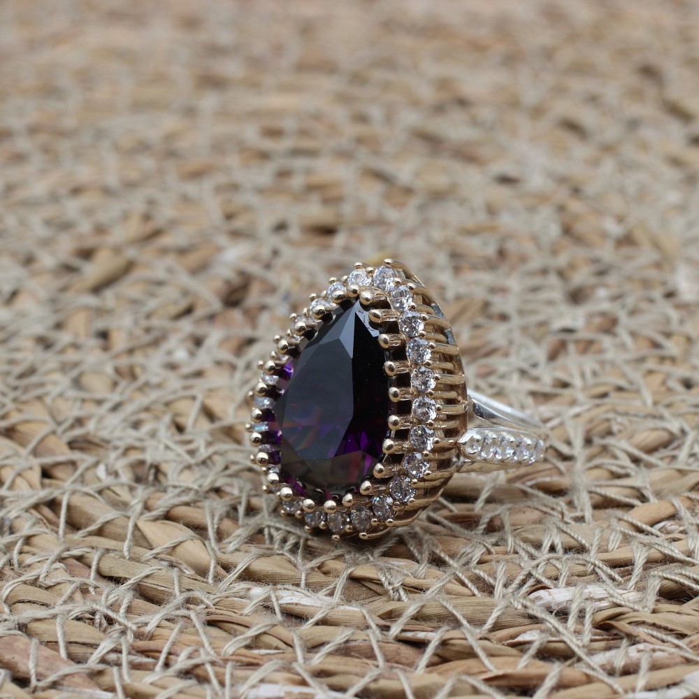 Amethyst Ring, Handmade Women's Ring, Turkish Handmade, Silver Ladies Ring, Ottoman Ring, Authentic, Ladies Ring, 925k Sterling Silver Ring,