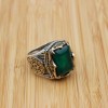 Mens Handmade Ring, Turkish Handmade Silver Men Ring, Ottoman Men Ring, Emerald Ring, Men's Jewelry, Gift for Him, 925k Sterling Silver Ring