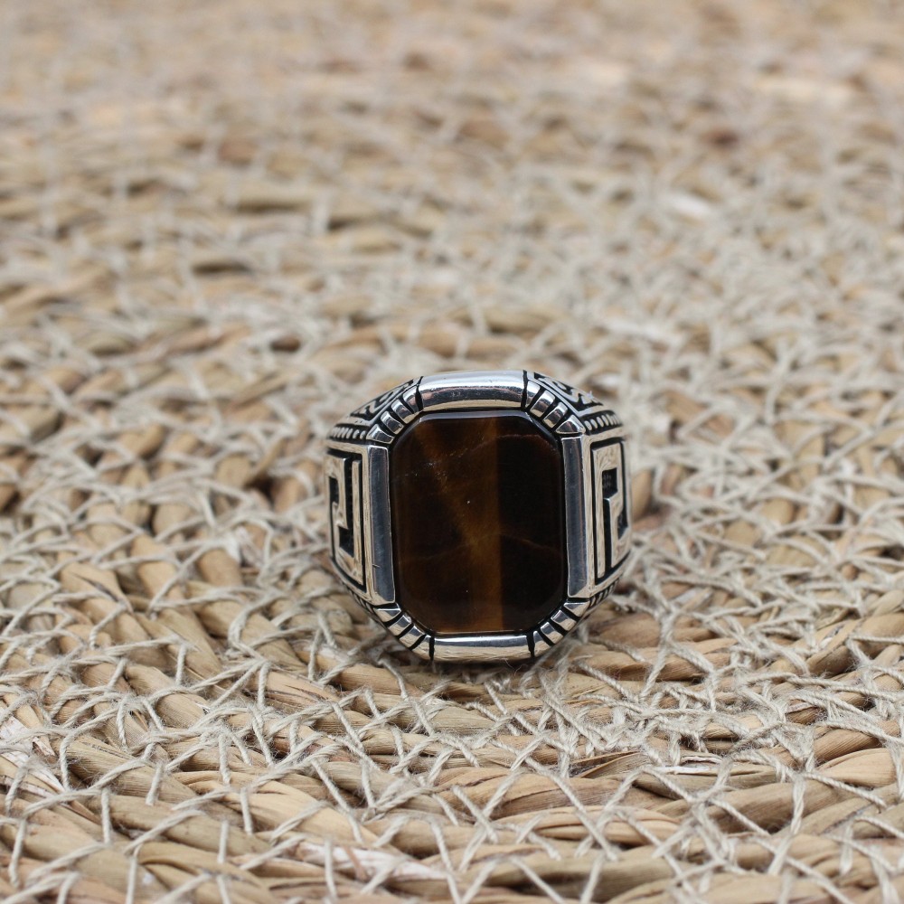 Tiger Eye Men's Ring, Ottoman Men's Ring, Handmade Men's Ring, Turkish Handmade Men's Ring, Men's Jewelry, Gift for Him, 925 Sterling Silver Tiger Eye Men's Ring, Ottoman Men's Ring, Handmade Men's Ring, Turkish Handmade Men's Ring, Men's Jewelry, Gift for Him, 925 Sterling Silver