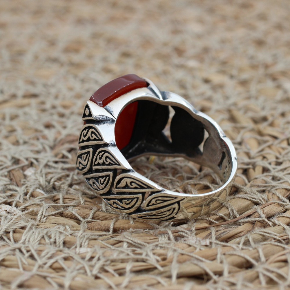 Turkish Handmade Silver Mens Ring, Men's Agate Ring, Handmade Ring, Ottoman Men Ring, Men's Jewelry, Gift for Him, 925k Sterling Silver Ring Turkish Handmade Silver Mens Ring, Men's Agate Ring, Handmade Ring, Ottoman Men Ring, Men's Jewelry, Gift for Him, 925k Sterling Silver Ring