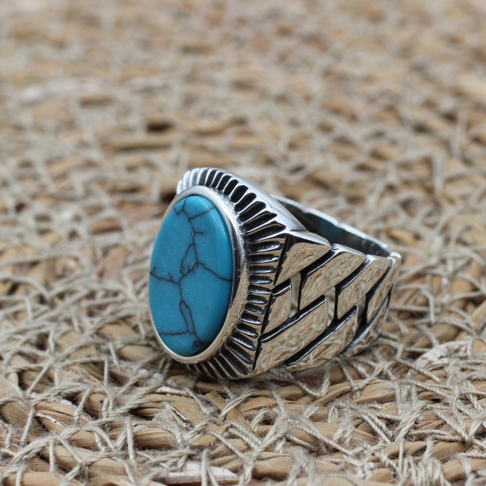Turquoise Men's Ring, Handmade Ring, Turkish Handmade Silver Men Ring, Ottoman Ring, Men's Jewelry, Gift for Him, 925k Sterling Silver Ring Turquoise Men's Ring, Handmade Ring, Turkish Handmade Silver Men Ring, Ottoman Ring, Men's Jewelry, Gift for Him, 925k Sterling Silver Ring