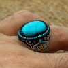 Turquoise Men's Ring, Handmade Ring, Turkish Handmade Silver Men Ring, Ottoman Ring, Men's Jewelry, Gift for Him, 925k Sterling Silver Ring