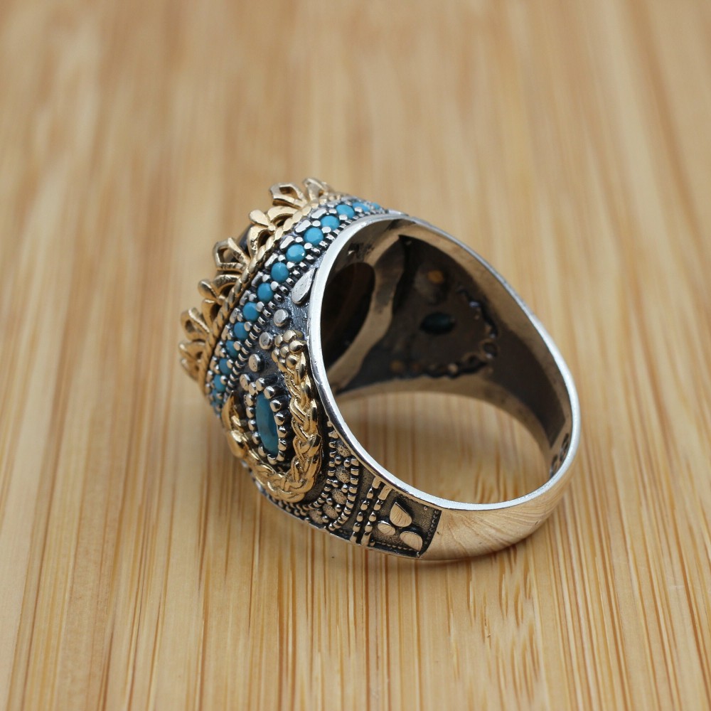 Turkish Handmade Silver Men's Ring, Men's Handmade Ring, Men's Ring, Onyx Men's Ring, Ottoman Mens Ring, Gift for Him, 925k Sterling Silver,