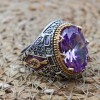 Amethyst Men's Ring, Mens Handmade Ring, Turkish Handmade Silver Men Ring, Ottoman Men Ring, Men Jewelry, Gift for Him, 925k Sterling Silver