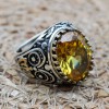 Citrine Men's Ring, Handmade Men's Ring, Turkish Handmade Ring, Ottoman Men's Ring, Men's Jewelry, Gift for Him, 925k Sterling Silver Ring