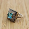 Turkish Handmade Ring, Silver Ladies Ring, Handmade Women Ring, Ottoman Women Ring, Aquamarine Ring, Ladies Ring, 925k Sterling Silver Ring,