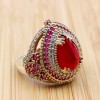 Ruby Ring, Handmade Women's Ring, Authentic Ring, Turkish Ring, Ottoman Women's Ring, Ladies Ring, 925k Sterling Silver Ring, Drop Shape,
