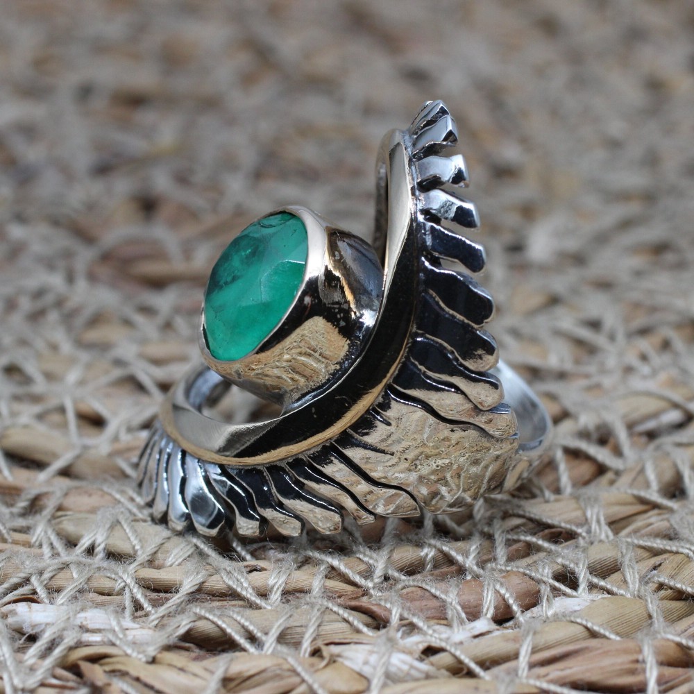 Paraiba Ladies Ring, Handmade Women's Ring, Turkish Handmade Silver Ladies Ring, Ottoman Women's Ring, Ladies Ring, 925k Sterling Silver