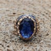 Sapphire Men's Ring, Tree Of Life Ring, Handmade Men's Ring, Turkish Handmade Men's Ring, Men's Jewelry, Gift for Him, 925 Sterling Silver