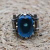 Mens Handmade Ring, Turkish Handmade Silver Men Ring, Ottoman Ring, Aquamarine Ring, Men's Jewelry, Gift for Him, 925k Sterling Silver Ring