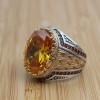 Citrine Men's Ring, Handmade Men's Ring, Men's Ring, Turkish Handmade Silver Ring, Ottoman Men's Ring, Gift for Him, 925k Sterling Silver,