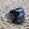 Mystic Topaz Ring, Handmade Ring, Turkish Handmade Silver Men Ring, Mystic Topaz Ring, Men's Jewelry, Gift for Him, 925k Sterling Silver