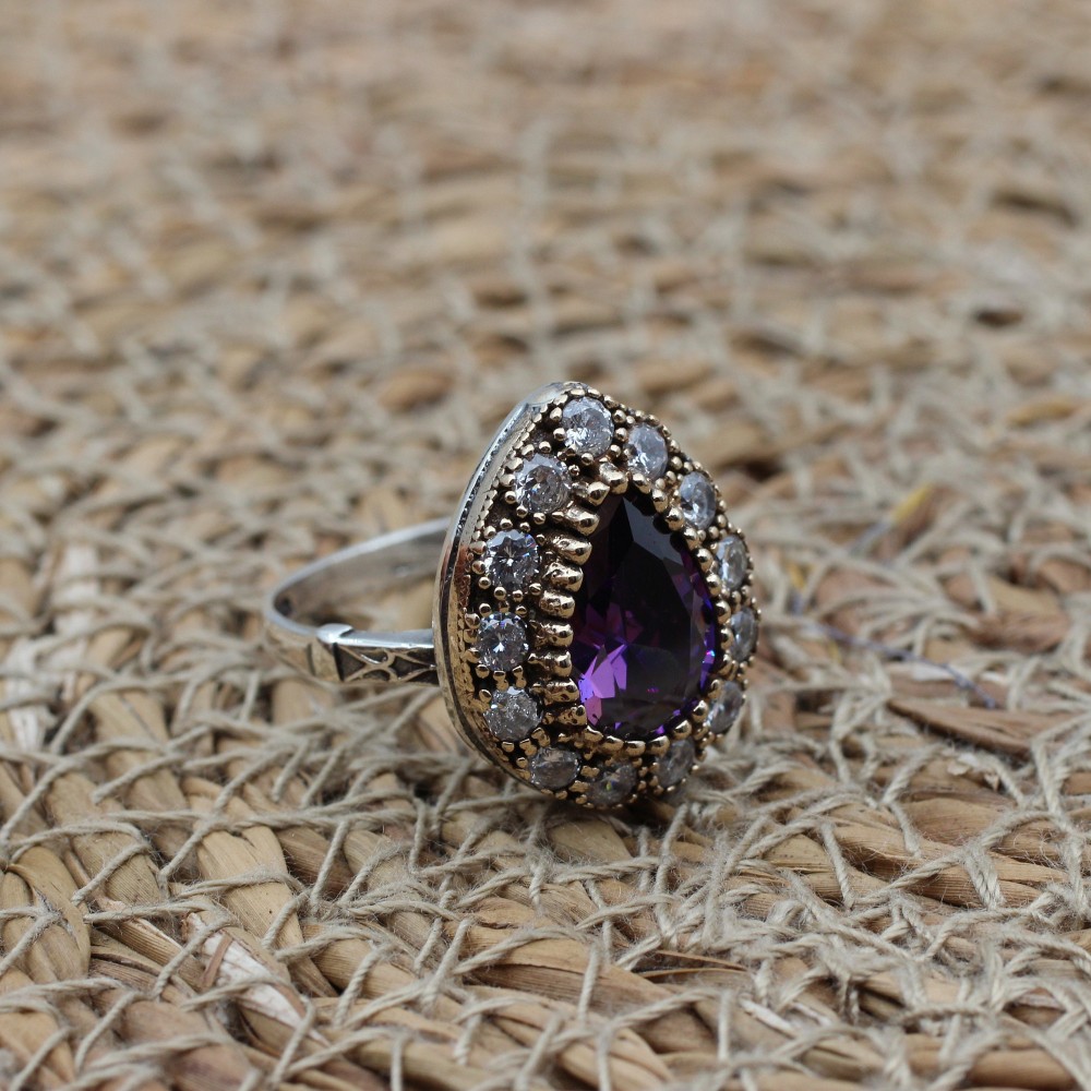 Amethyst Set, Authentic Set, Handmade Set Women, Turkish Handmade, Ladies Jewelry Set, Earring, Pendant, Ladies Set, 925k Sterling Silver