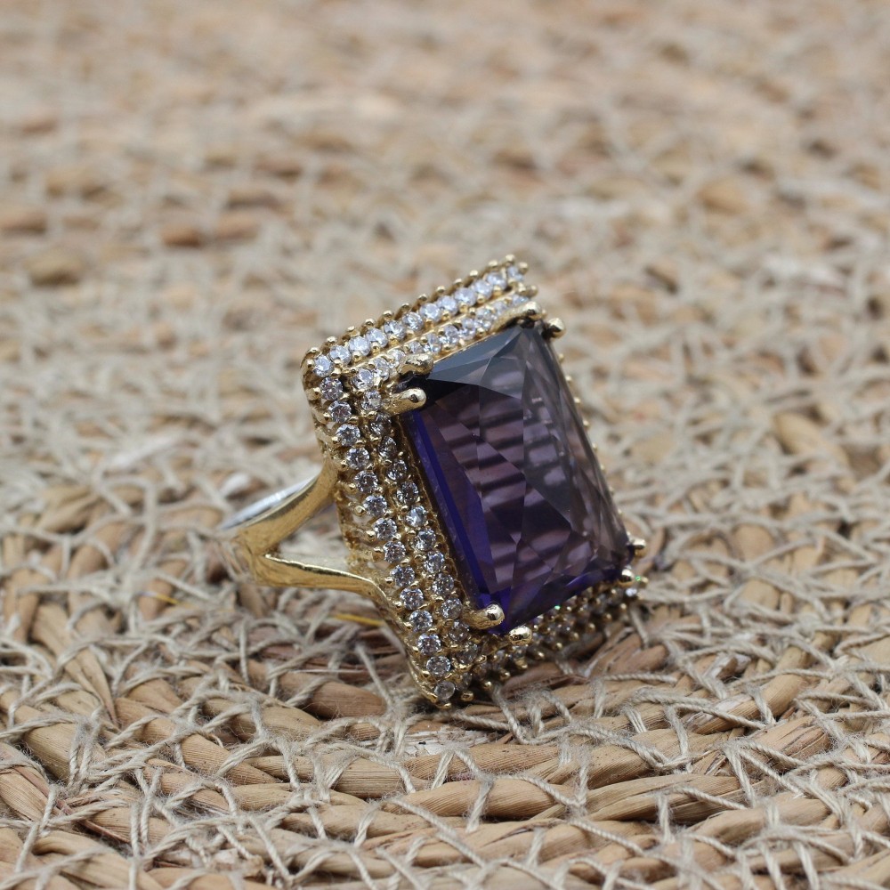 Amethyst Ladies Set, Authentic Set, Handmade Set Women, Turkish Handmade, Ladies Jewelry Set, Earring, Ladies Set, 925k Sterling Silver