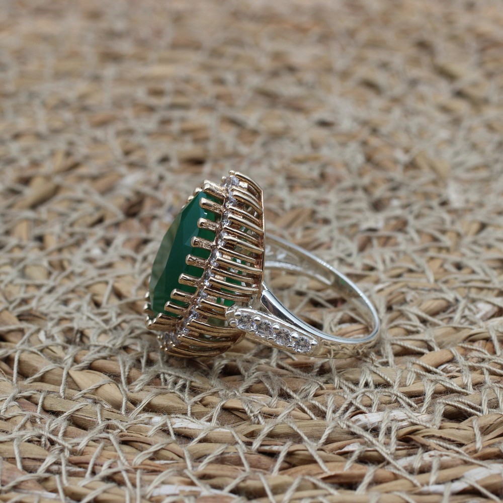 Emerald Set, Authentic Set, Handmade Set Women, Turkish Handmade, Ladies Jewelry Set, Earring, Pendant, Ladies Set, 925k Sterling Silver