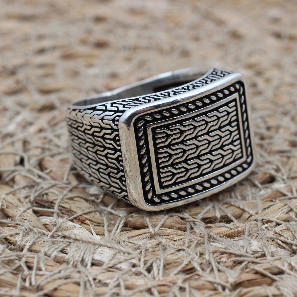 Men's Ring, Turkish Handmade, Silver Men's Ring, Men's Handmade Ring, Ottoman Ring, Men's Jewelry, Gift for Him, 925k Sterling Silver Ring