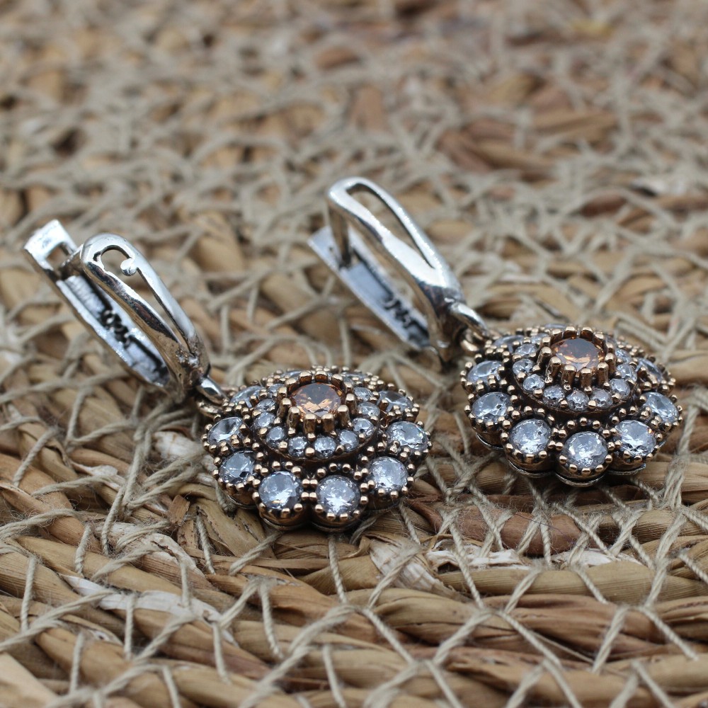 Topaz Ladies Set, Handmade Set Women, Turkish Handmade Ladies Set, Ottoman Set, Ring, Earring, Pendant, Ladies Set, 925 Sterling Silver