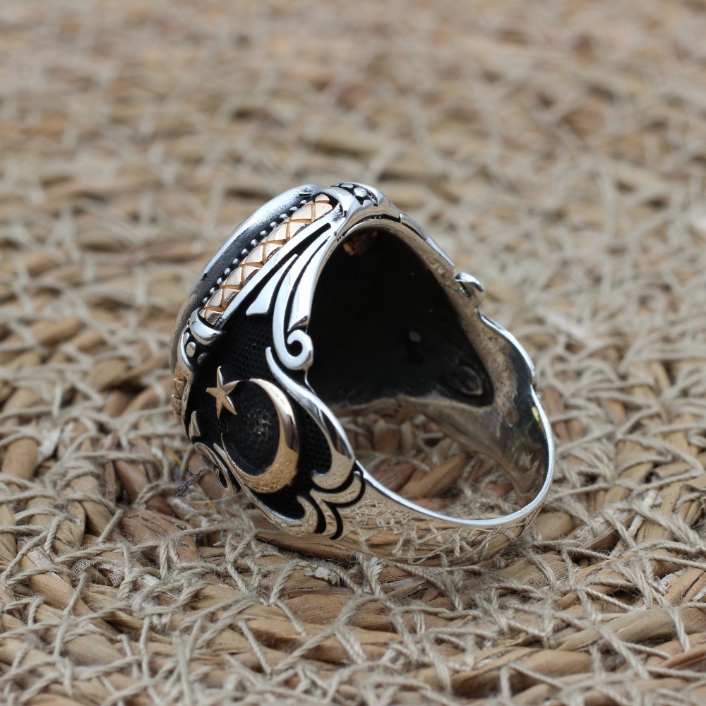 Citrine Men's Ring, Handmade Men's Ring, Turkish Handmade Silver Men Ring, Men Ring, Men's Jewelry, Gift for Him, 925k Sterling Silver Ring,