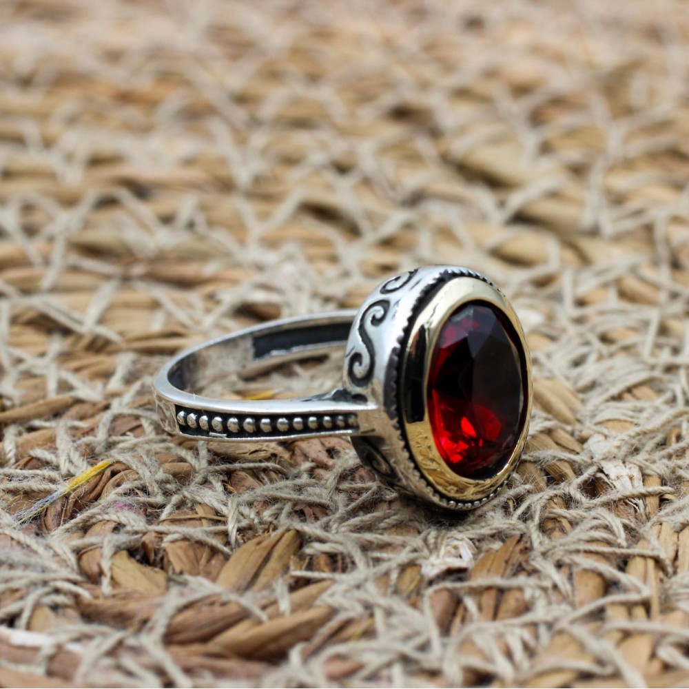 Ruby Ring, Handmade Women's Ring, Turkish Handmade Ring, Authentic Ring, Ottoman Ring, Ladies Ring, 925k Sterling Silver, Gift For Her,