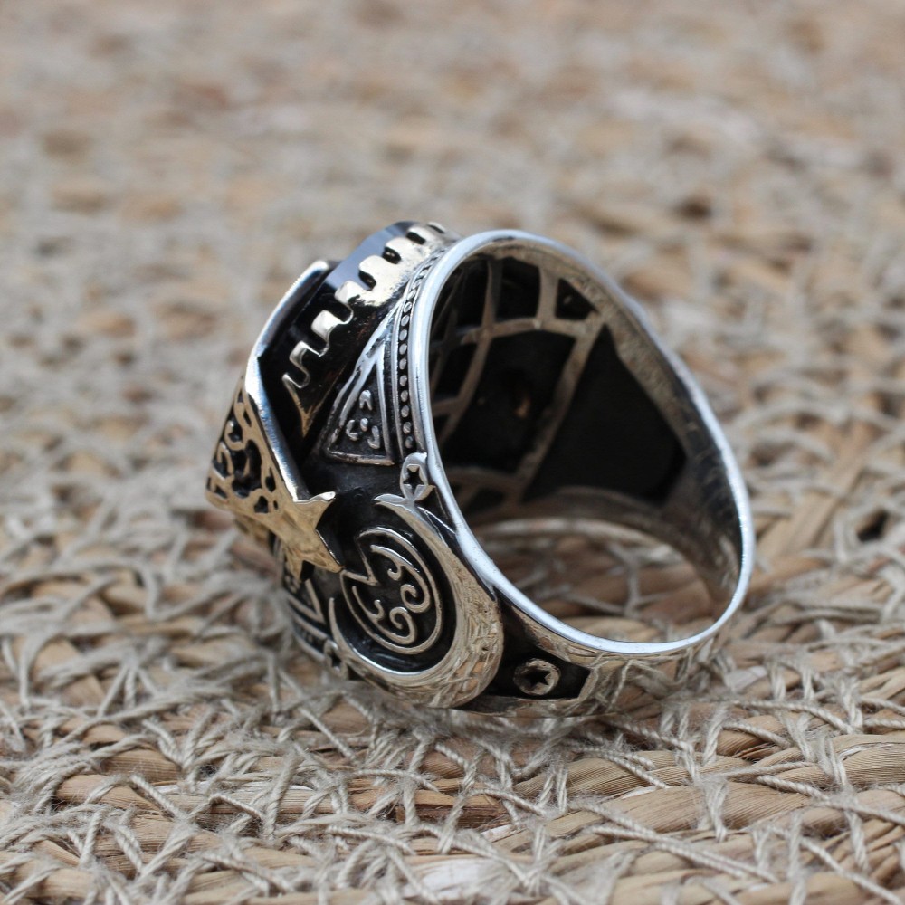 Amethyst Men's Ring, Mens Handmade Ring, Turkish Handmade Silver Men Ring, Ottoman Men Ring, Men Jewelry, Gift for Him, 925k Sterling Silver