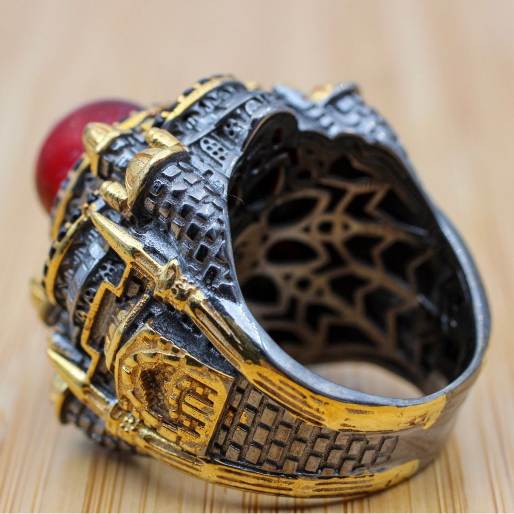Hagia Sophia Ring, Men's Handmade Ring, Turkish Handmade Ring, Ottoman Men Ring, Ruby Ring, Men Jewelry, Gift for Him, 925k Sterling Silver Hagia Sophia Ring, Men's Handmade Ring, Turkish Handmade Ring, Ottoman Men Ring, Ruby Ring, Men Jewelry, Gift for Him, 925k Sterling Silver