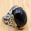 Onyx Ring, Handmade Mens Ring, Cubic Zircon Turkish Handmade Ring, Eagle Ring, Ottoman Ring, Men Jewelry, Gift for Him, 925k Sterling Silver