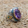 Amethyst Men's Ring, Men's Handmade Ring, Turkish Handmade Ring, Ottoman  Men's Ring, Men's Jewelry, Gift for Him, 925k Sterling Silver