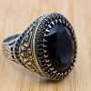 Onyx Ring, Men's Ring, Turkish Handmade Ring, Silver Men's Ring, Ottoman Men's Ring, Men's Jewelry, Gift for Him, 925k Sterling Silver Ring,
