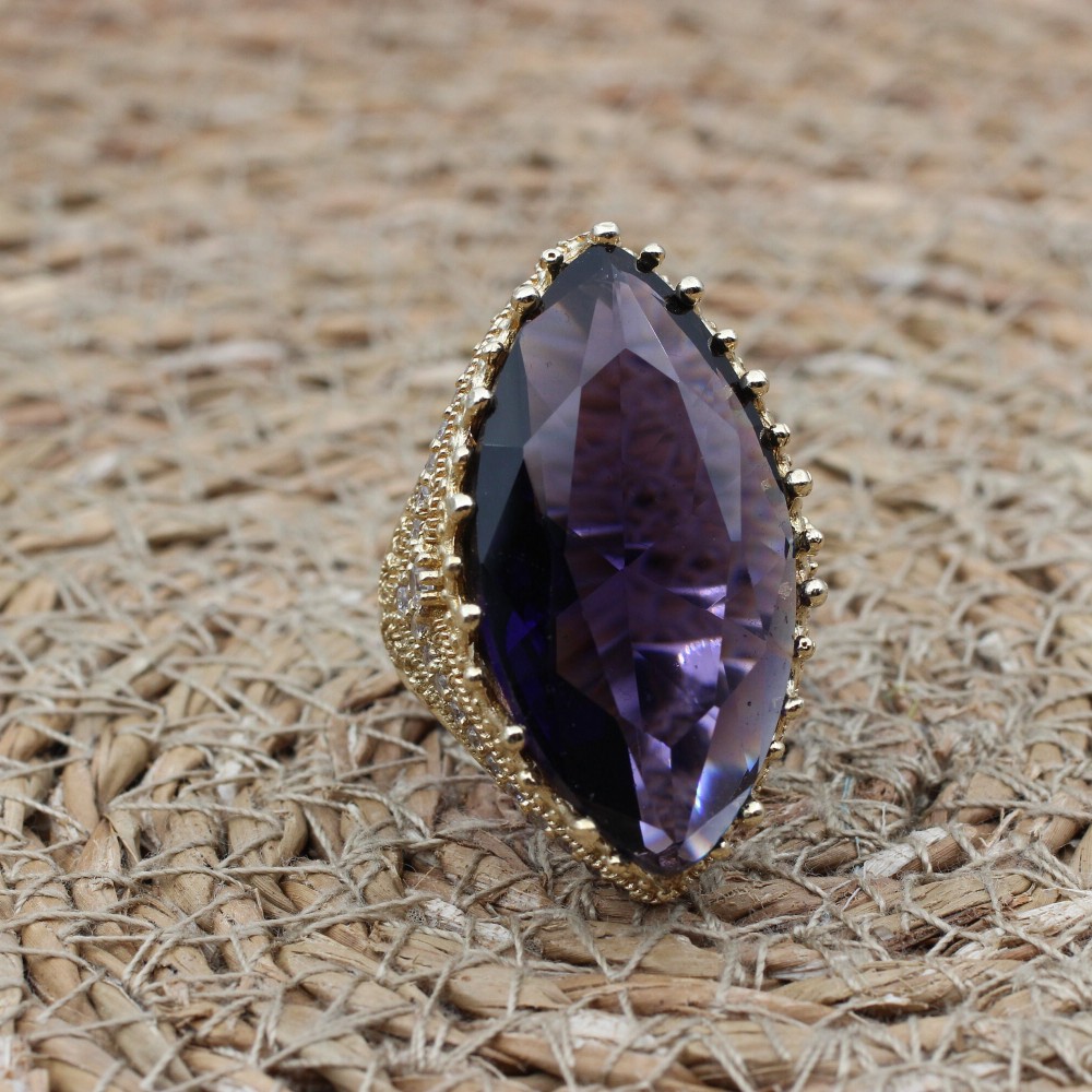 Amethyst Ring, Handmade Women's Ring, Turkish Handmade, Silver Ladies Ring, Ottoman Ring, Authentic, Ladies Ring, 925k Sterling Silver Ring,