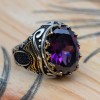 Amethyst Men's Ring, Mens Handmade Ring, Turkish Handmade Silver Men Ring, Ottoman Men Ring, Men Jewelry, Gift for Him, 925k Sterling Silver
