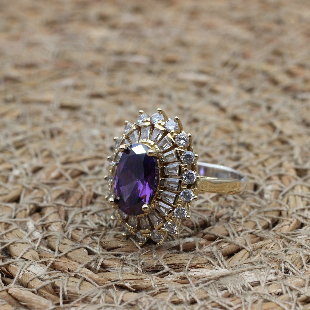 Amethyst Ring, Handmade Women's Ring, Turkish Handmade, Silver Ladies Ring, Ottoman Ring, Authentic, Ladies Ring, 925k Sterling Silver Ring,