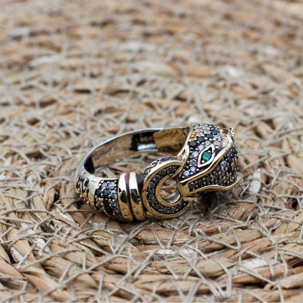 Leopard Tiger Ring, Handmade Women's Ring, Tiger Ring, Turkish Handmade Ring, Ottoman Women Ring, Ladies Ring, 925k Sterling Silver, Tiger,
