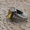 Men's Handmade Ring, Men Chain Model Ring, Citrine Men's Ring, Ottoman Men's Ring, Men's Jewelry, Gift for Him, 925k Sterling Silver Ring