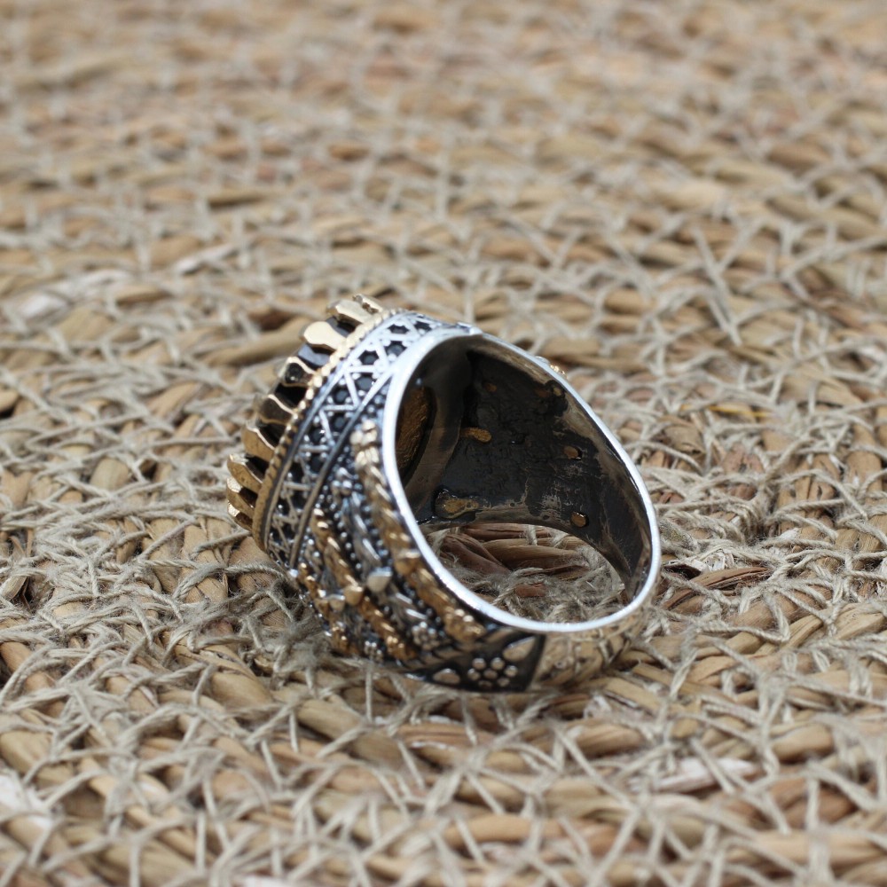 Onyx Men's Ring, Ottoman Men's Ring, Handmade Men's Ring, Turkish Handmade Men's Ring, Men's Jewelry, Gift for Him, 925 Sterling Silver