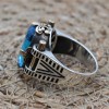 Mens Handmade Ring, Turkish Handmade Silver Men Ring, Ottoman Ring, Aquamarine Ring, Men's Jewelry, Gift for Him, 925k Sterling Silver Ring