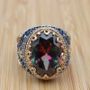 Turkish Handmade Silver Men's Ring, Men's Handmade Ring, Yemeni Ring, Mystic Topaz Ring, Ottoman Ring, Gift for Him, 925k Sterling Silver,
