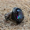 Mystic Topaz Ring, Handmade Ring, Turkish Handmade Silver Men Ring, Mystic Topaz Ring, Men's Jewelry, Gift for Him, 925k Sterling Silver