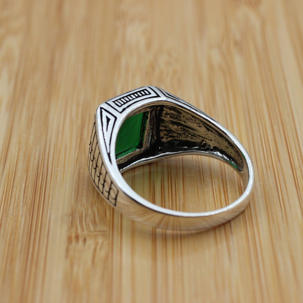 Emerald Men's Ring, Ottoman Men's Ring, Handmade Men's Ring, Turkish Handmade Men's Ring, Men's Jewelry, Gift for Him, 925 Sterling Silver