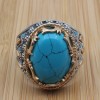 Turquoise Men's Ring, Handmade Ring, Turkish Handmade Silver Men's Ring, Ottoman Ring, Yemeni Ring, Gift for Him, 925k Sterling Silver Ring,