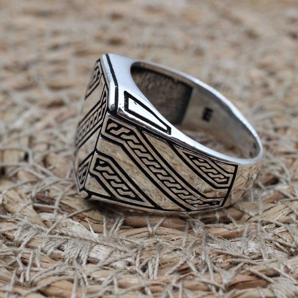 Men's Ring, Turkish Handmade, Silver Men's Ring, Men's Handmade Ring, Ottoman Ring, Men's Jewelry, Gift for Him, 925k Sterling Silver Ring