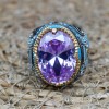 Amethyst Men's Ring, Mens Handmade Ring, Turkish Handmade Silver Men Ring, Ottoman Men Ring, Men Jewelry, Gift for Him, 925k Sterling Silver