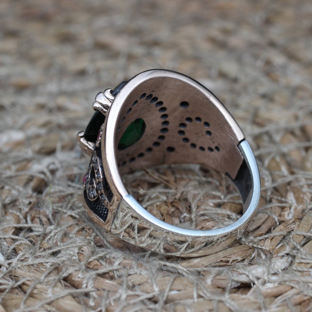 Emerald Ring, Handmade Women's Ring, Turkish Handmade Ring, Authentic Ring, Ottoman Ring, Ladies Ring, 925k Sterling Silver, Gift For Her, Emerald Ring, Handmade Women's Ring, Turkish Handmade Ring, Authentic Ring, Ottoman Ring, Ladies Ring, 925k Sterling Silver, Gift For Her,